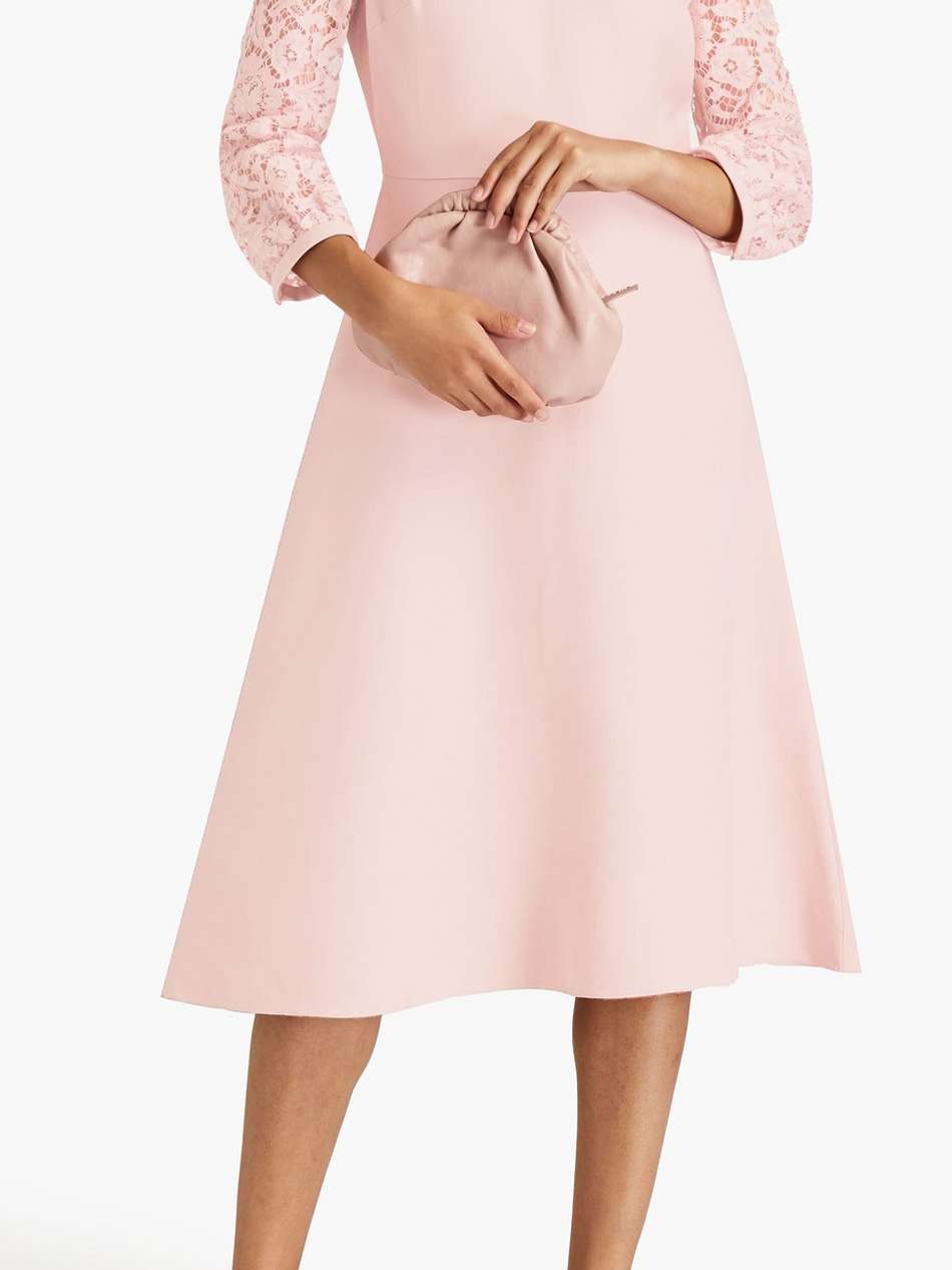 lace-paneled wool and silk-blend crepe midi dress
