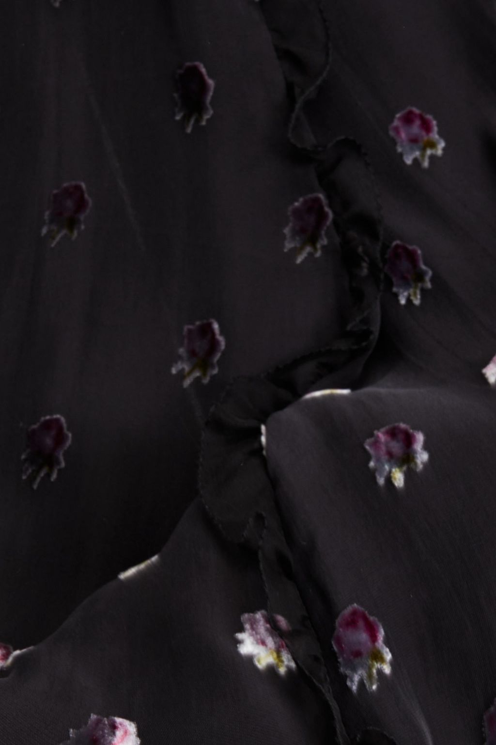VALENTINO GARAVANI フィルクーペ シルク混ボイル ロングドレス ベルベットパネル