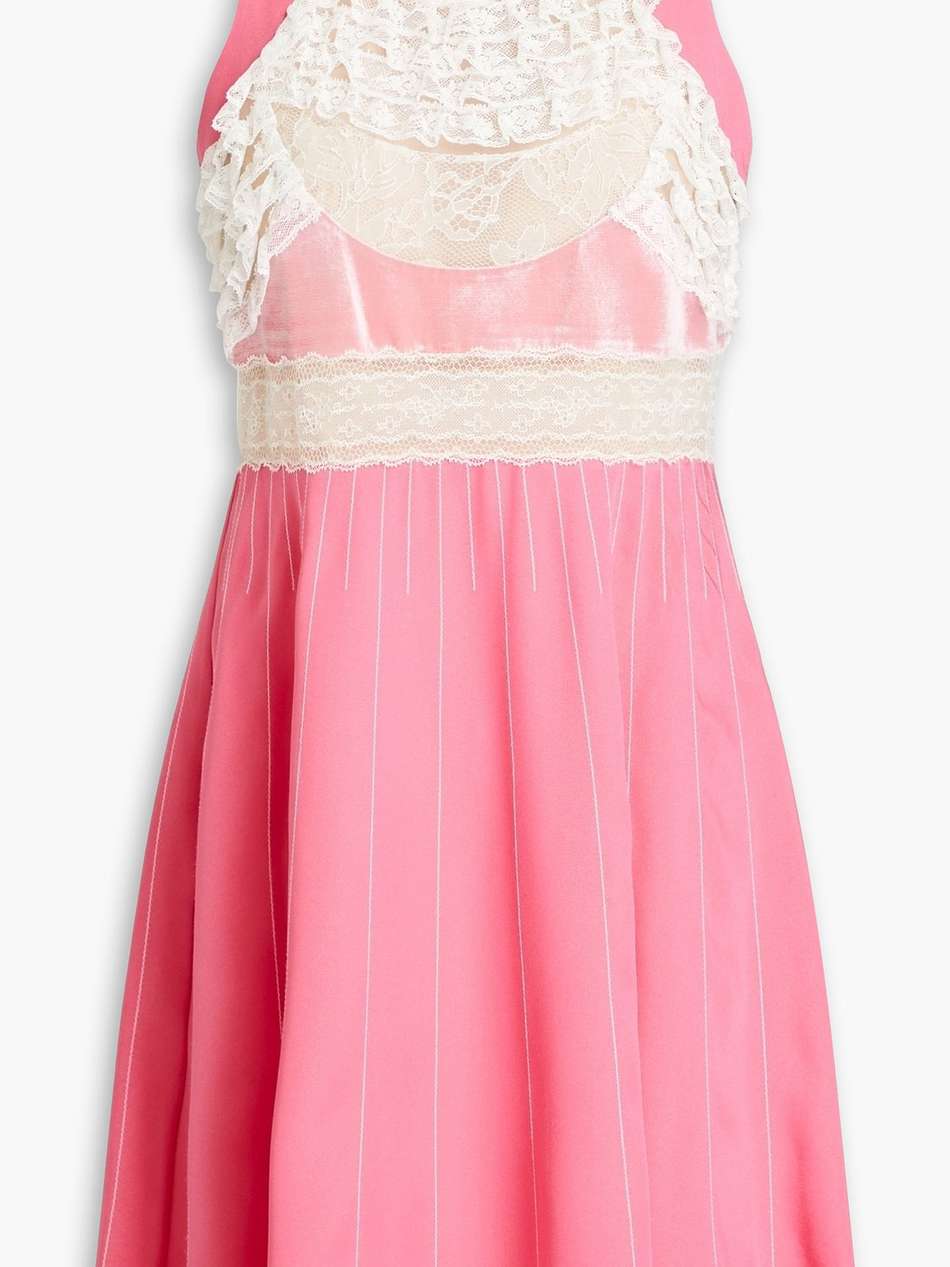 lace-paneled silk mini dress