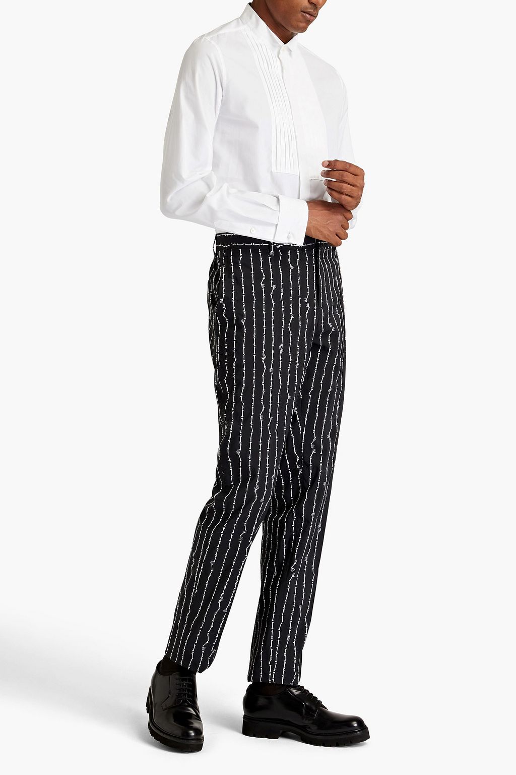 MOSCHINO Cotton-poplin tuxedo shirt