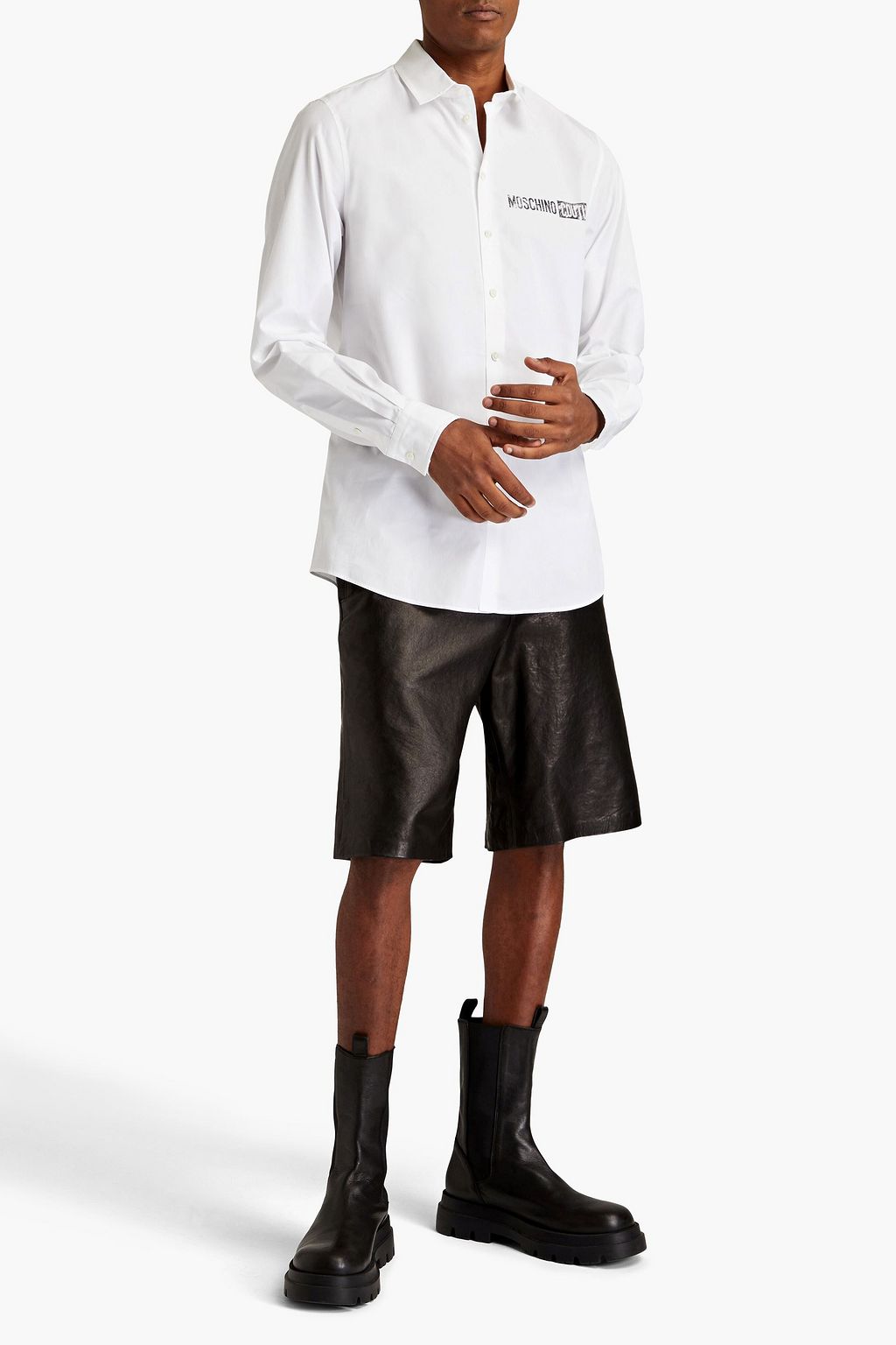 MOSCHINO Printed cotton-poplin shirt