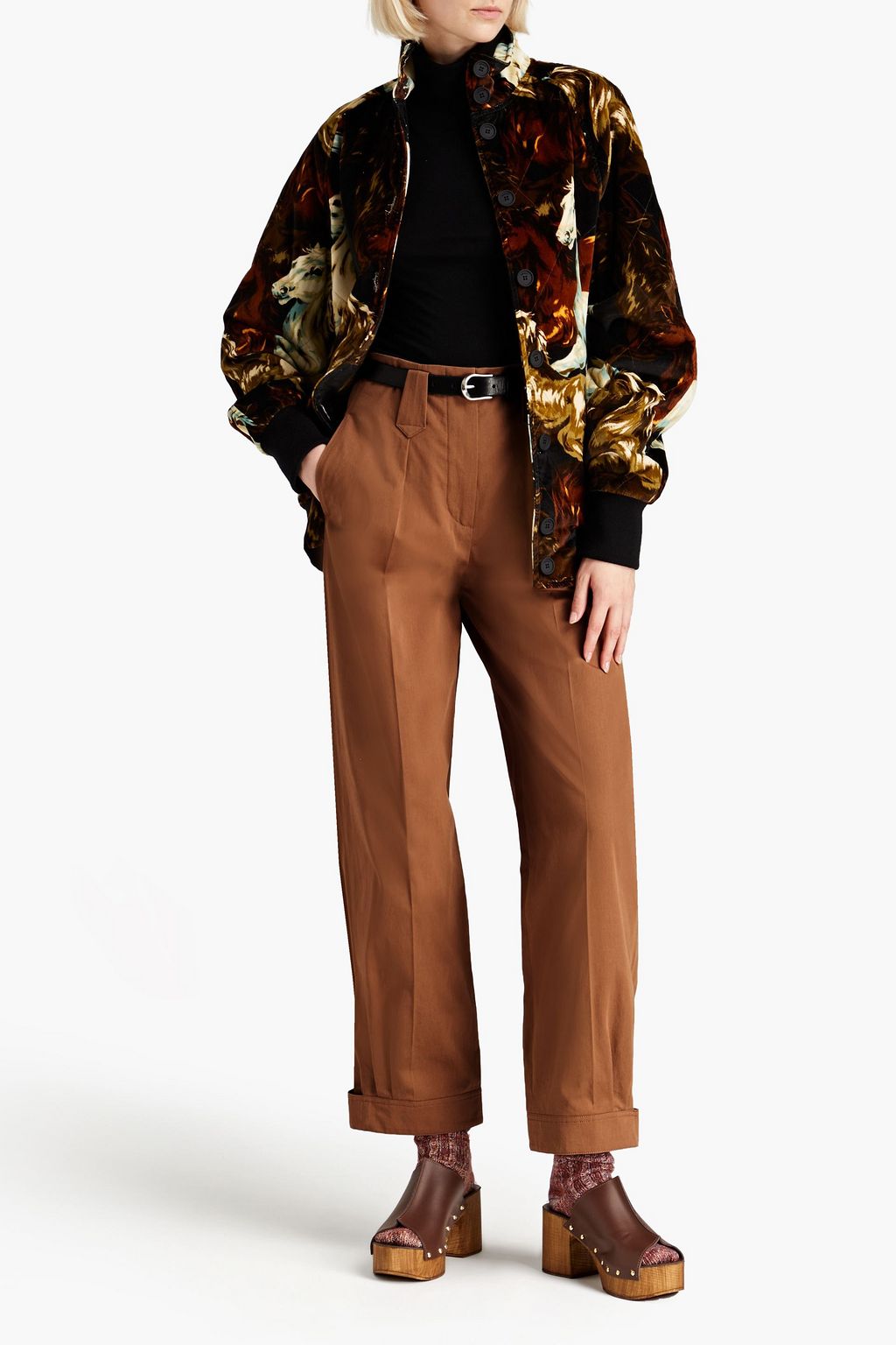 KENZO Pleated cotton-twill tapered pants