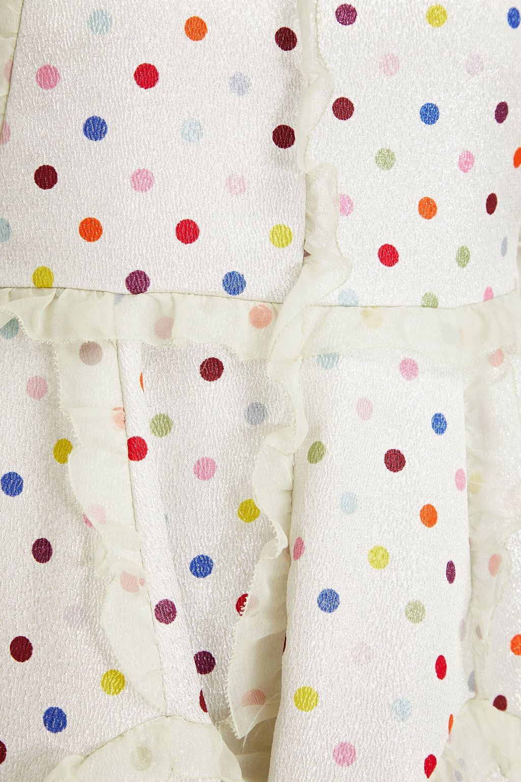 VALENTINO GARAVANI Metallic polka-dot silk-crepe mini dress