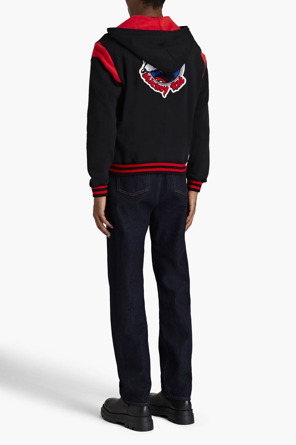 MOSCHINO Appliquéd French cotton-terry zip-up hoodie