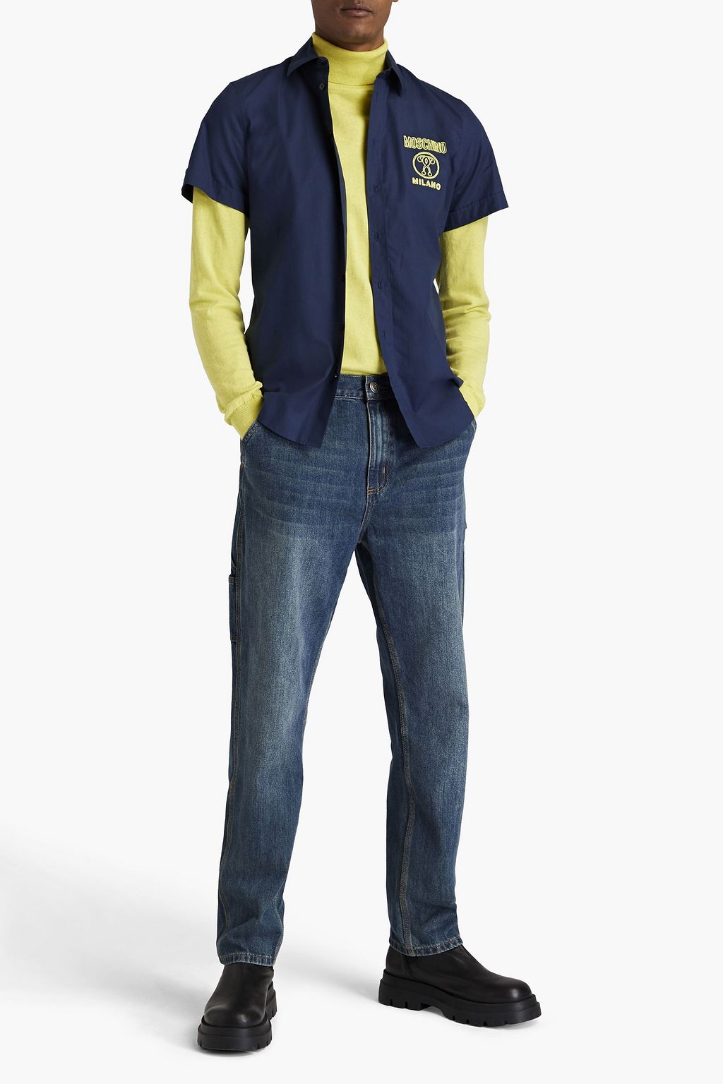 MOSCHINO Logo-embroidered cotton-poplin shirt