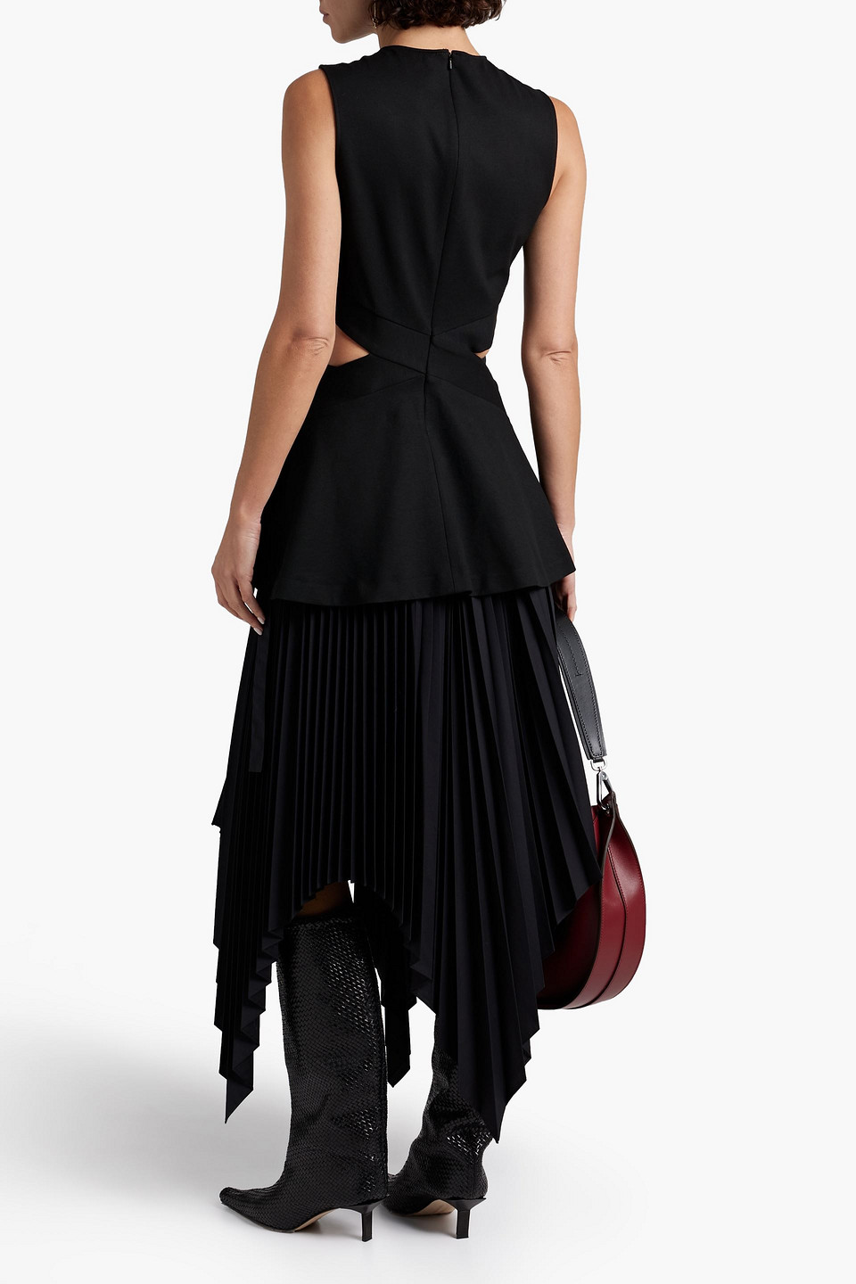  Rosetta Getty - Cutout Stretch-knit Peplum Top - Black - L 