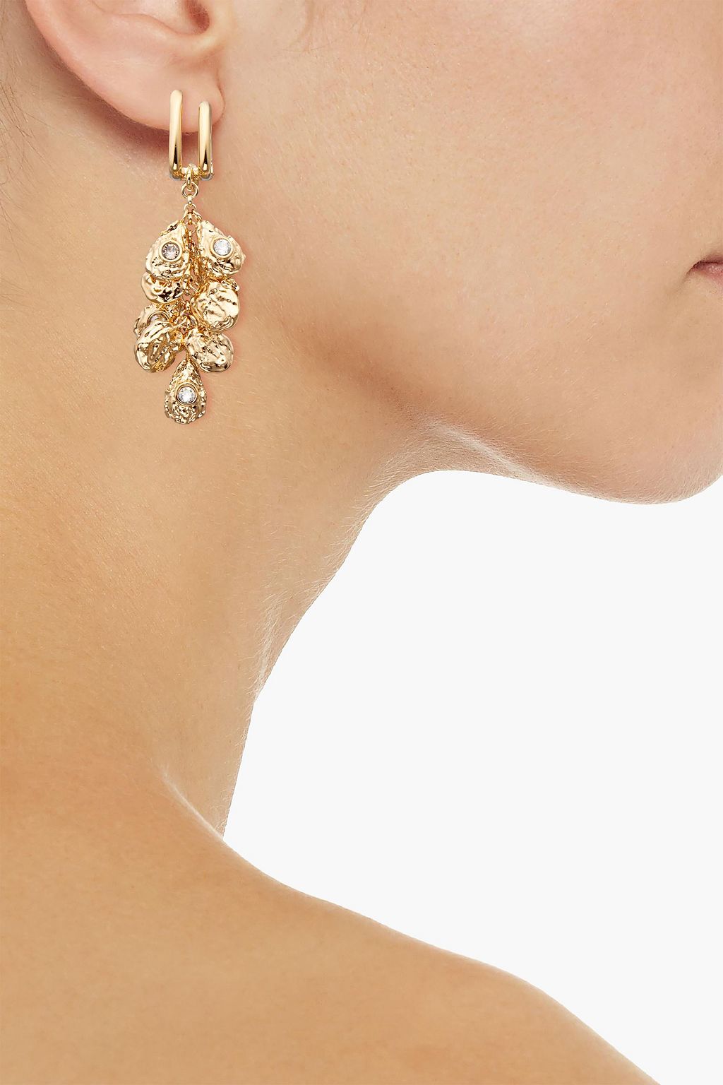 CHLOÉ Gold-tone crystal clip earrings