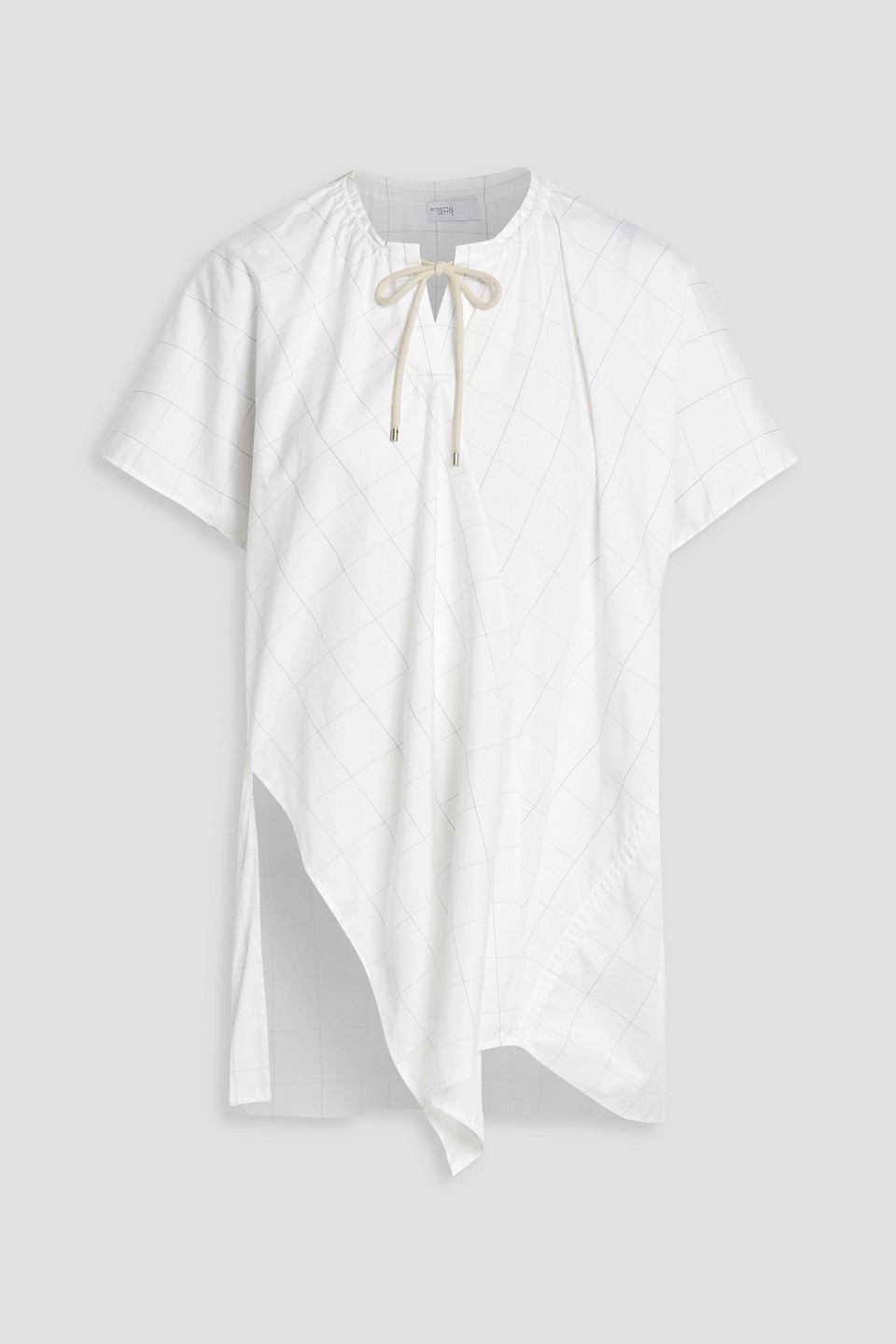 Rosetta Getty Asymmetric Checked Cotton-poplin Top In White