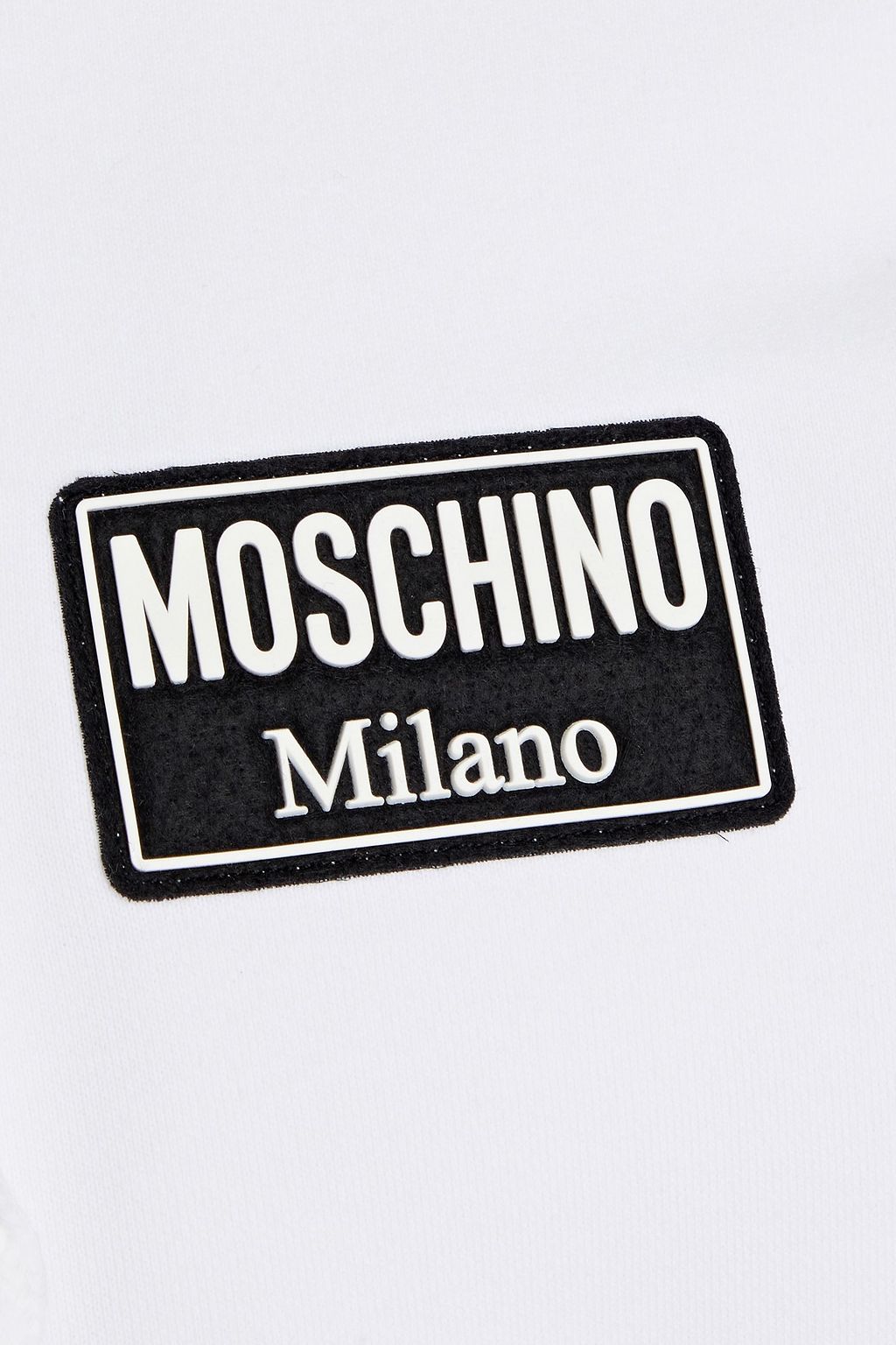 MOSCHINO Logo-appliquéd French cotton-terry drawstring hoodie