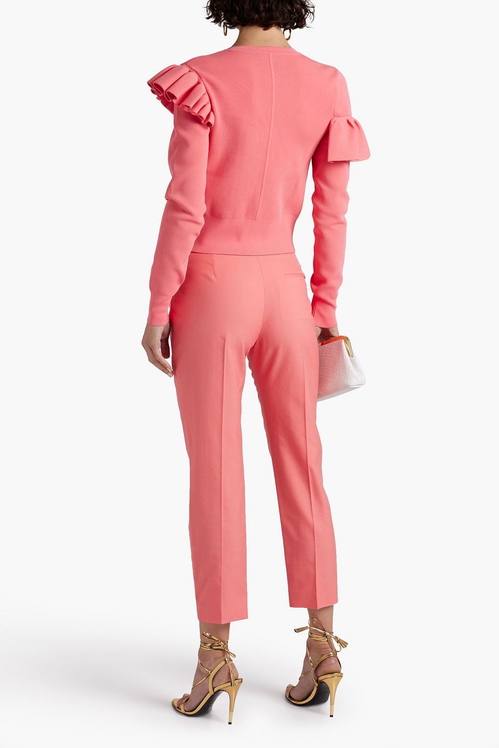MCQUEEN Ruffled stretch-knit cardigan