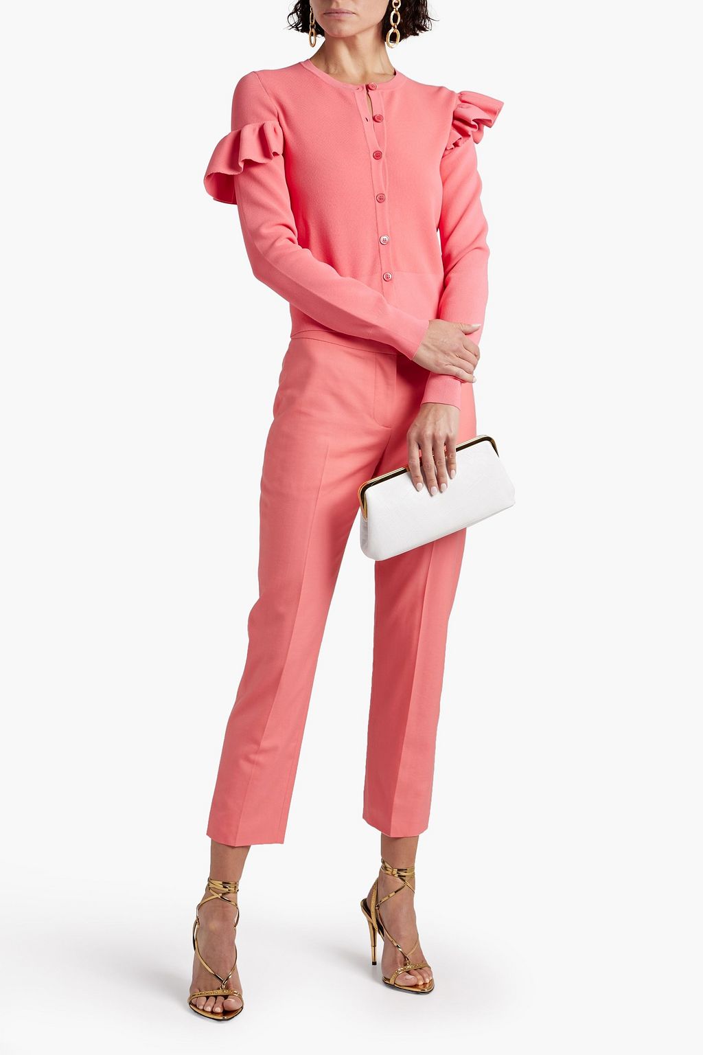 MCQUEEN Ruffled stretch-knit cardigan