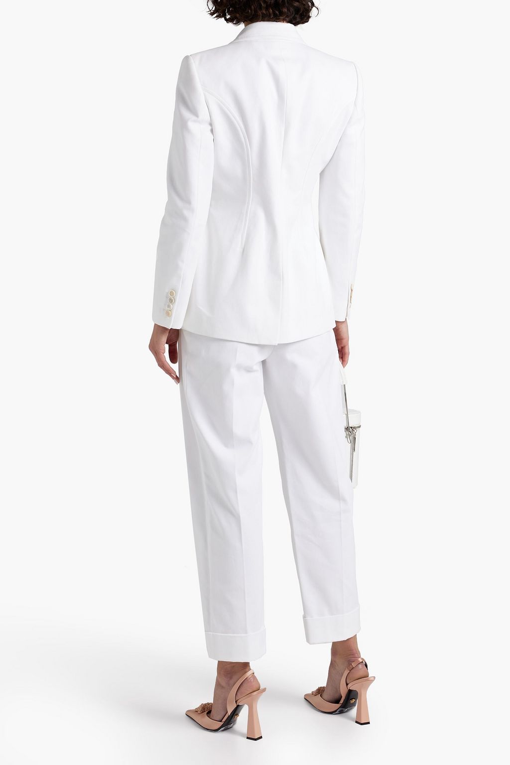 MCQUEEN Pleated grain de poudre cotton straight-leg pants
