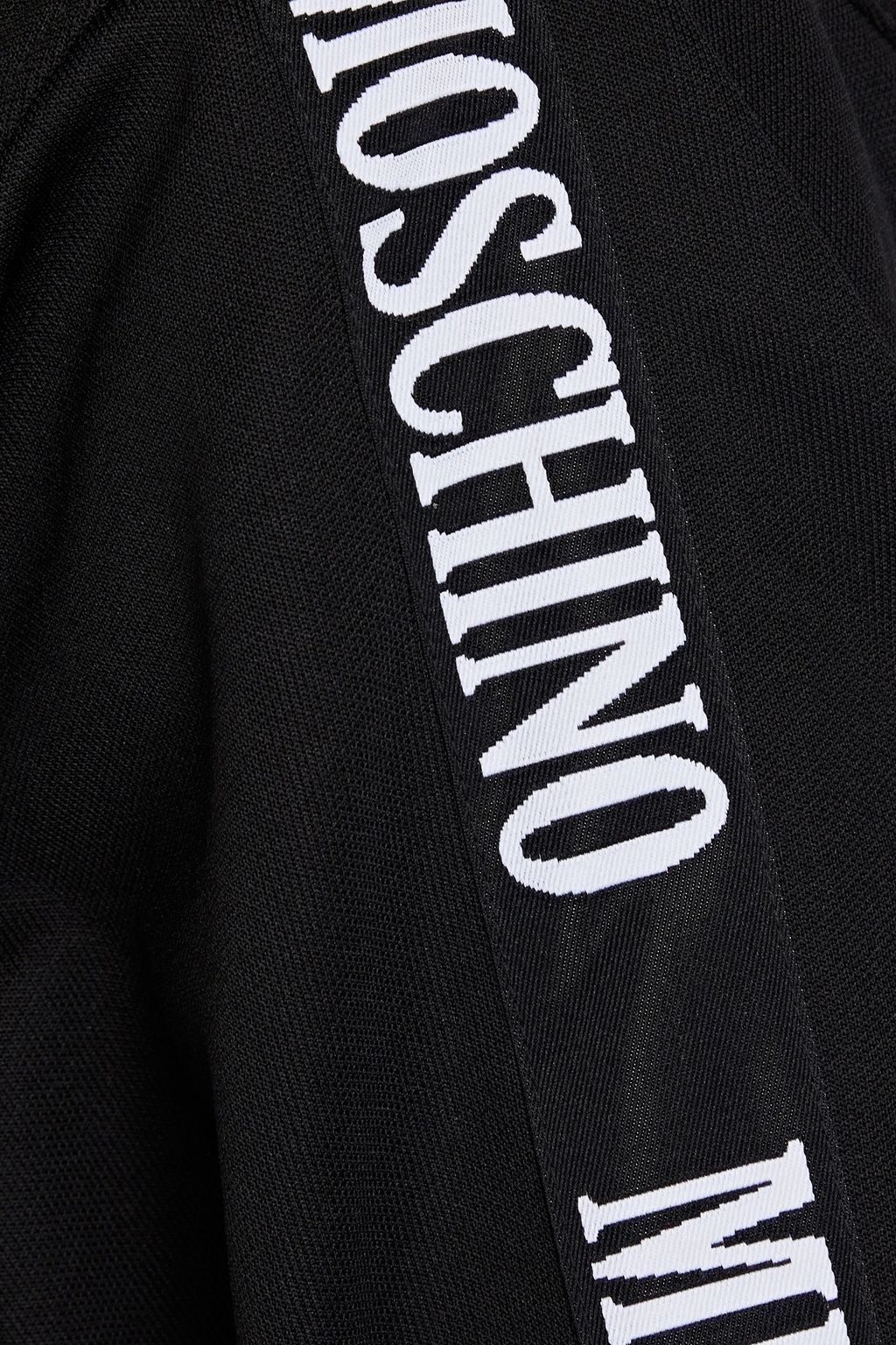 MOSCHINO Jacquard-trimmed satin-jersey zip-up track jacket