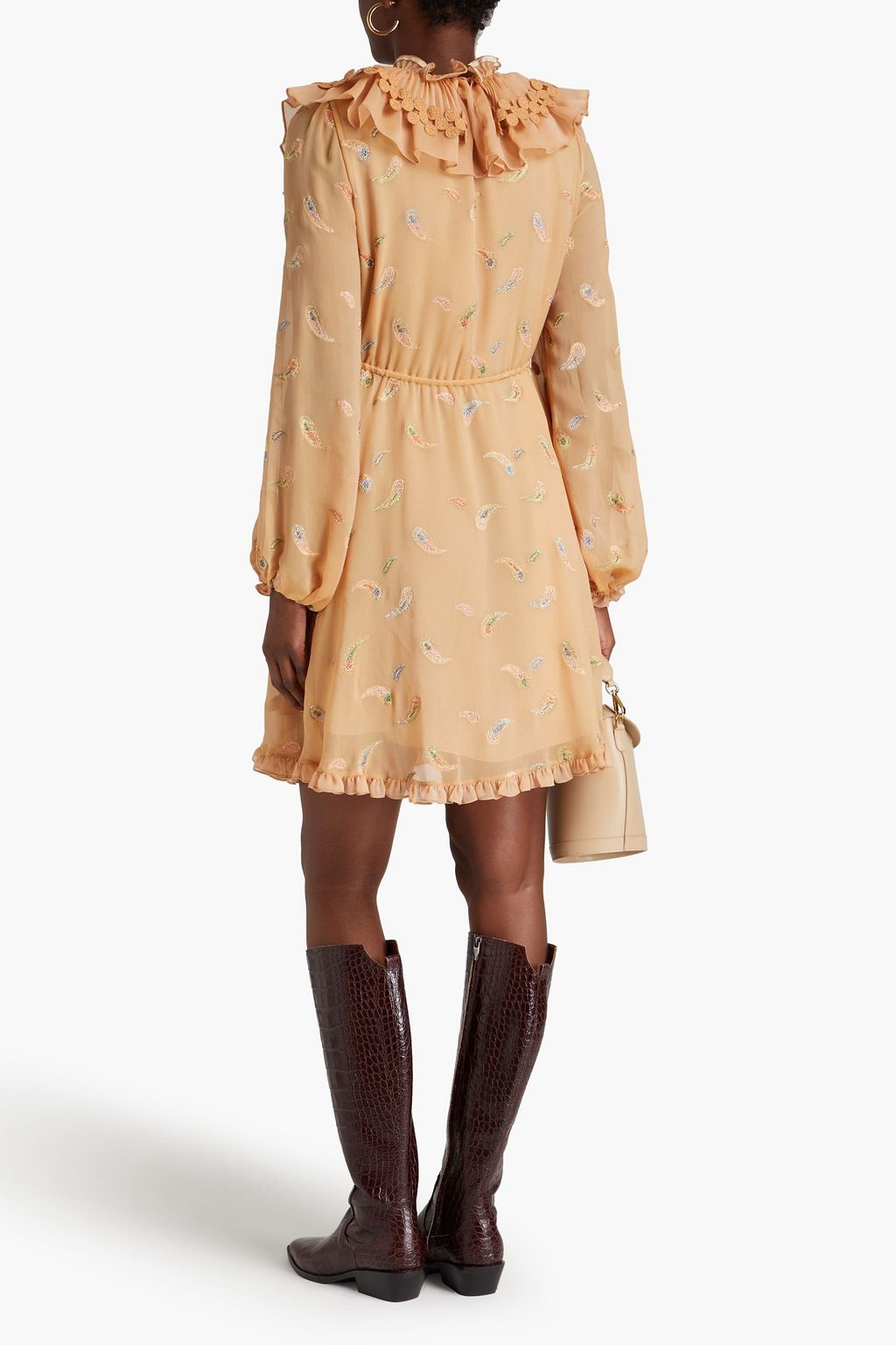 CHLOÉ Metallic fil coupé georgette mini dress