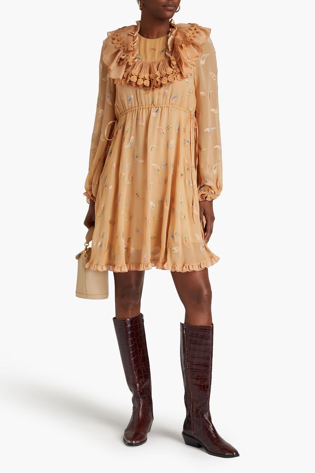 CHLOÉ Metallic fil coupé georgette mini dress