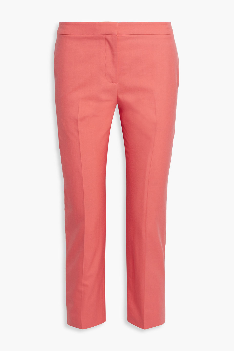 Alexander Mcqueen Cropped Wool-twill Straight-leg Pants In Coral