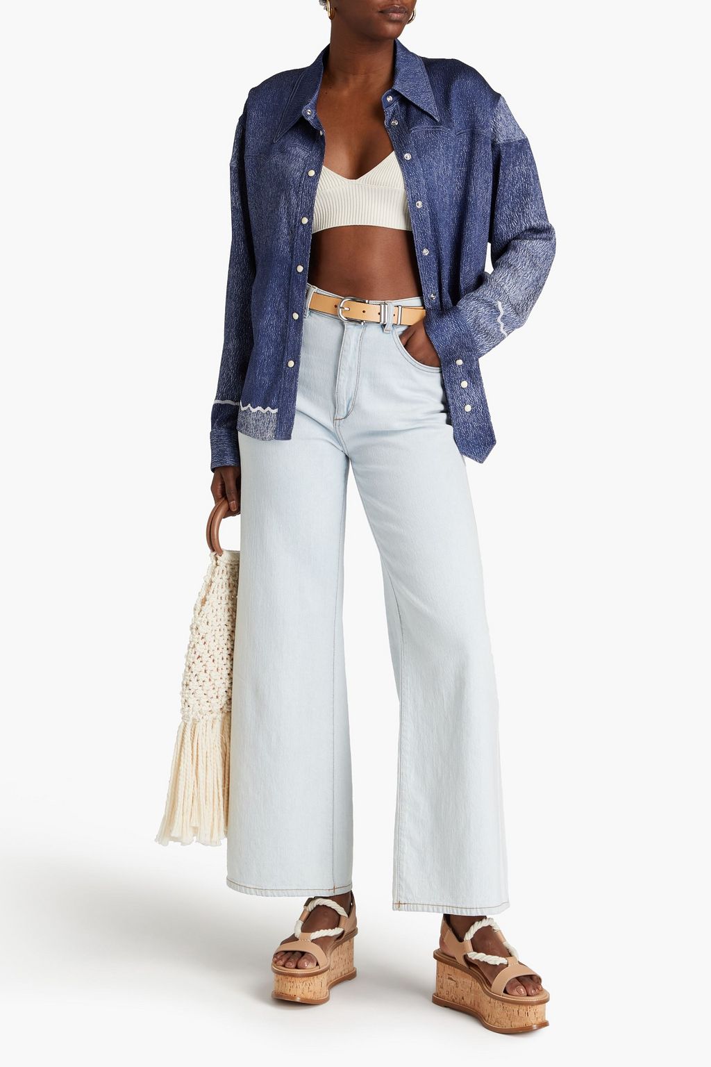 CHLOÉ グラデーションテクスチャードシルク混クレープ シャツ