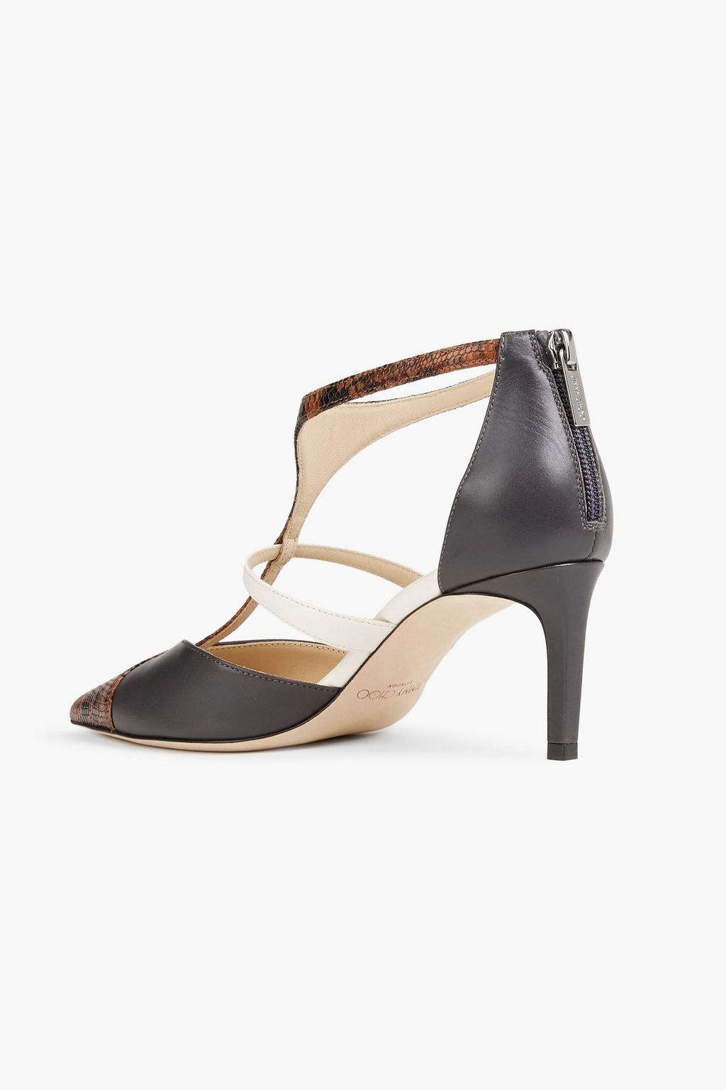 JIMMY CHOO Saoni 65 smooth and snake-effect leather pumps