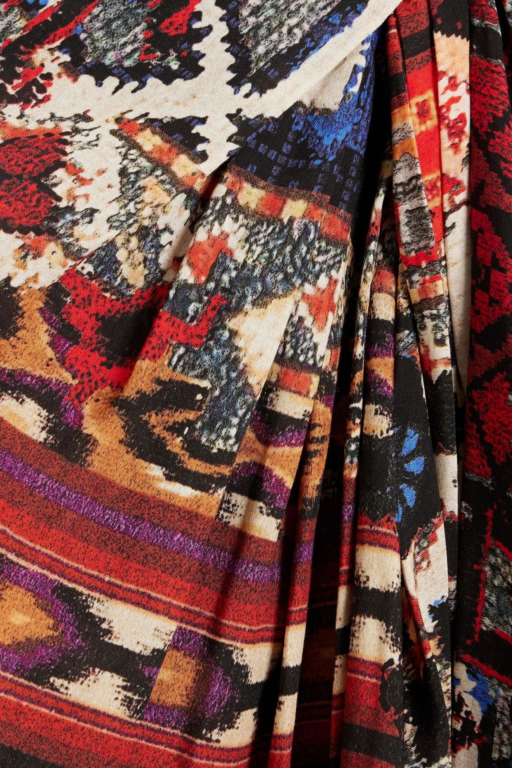 BALMAIN Wrap-effect printed crepe de chine skirt