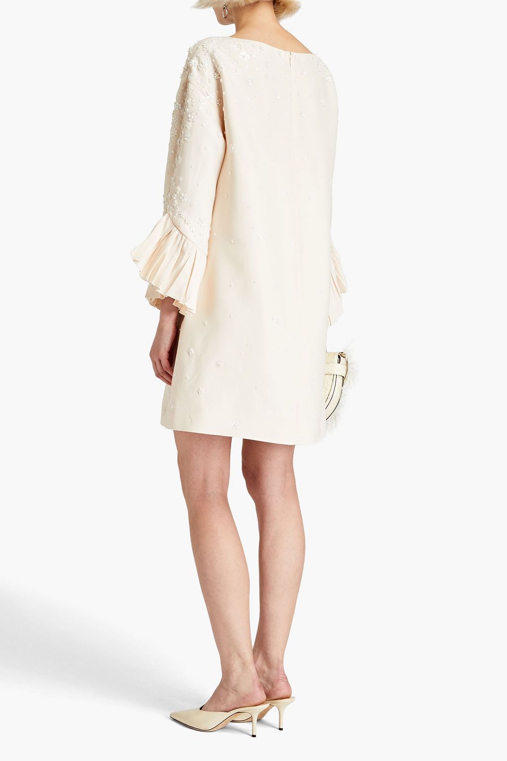 VALENTINO GARAVANI Embellished wool and silk-blend crepe mini dress