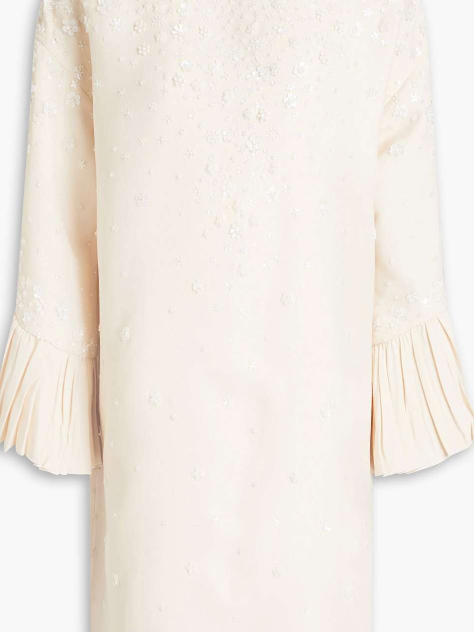 embellished wool and silk-blend crepe mini dress