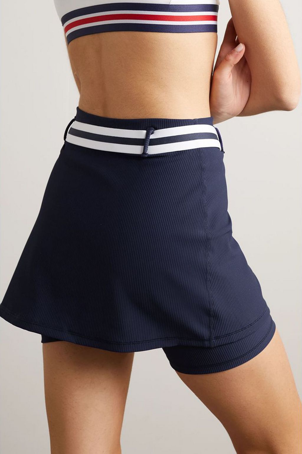 THE UPSIDE Matchpoint Ash belted ribbed stretch-jersey tennis skirt