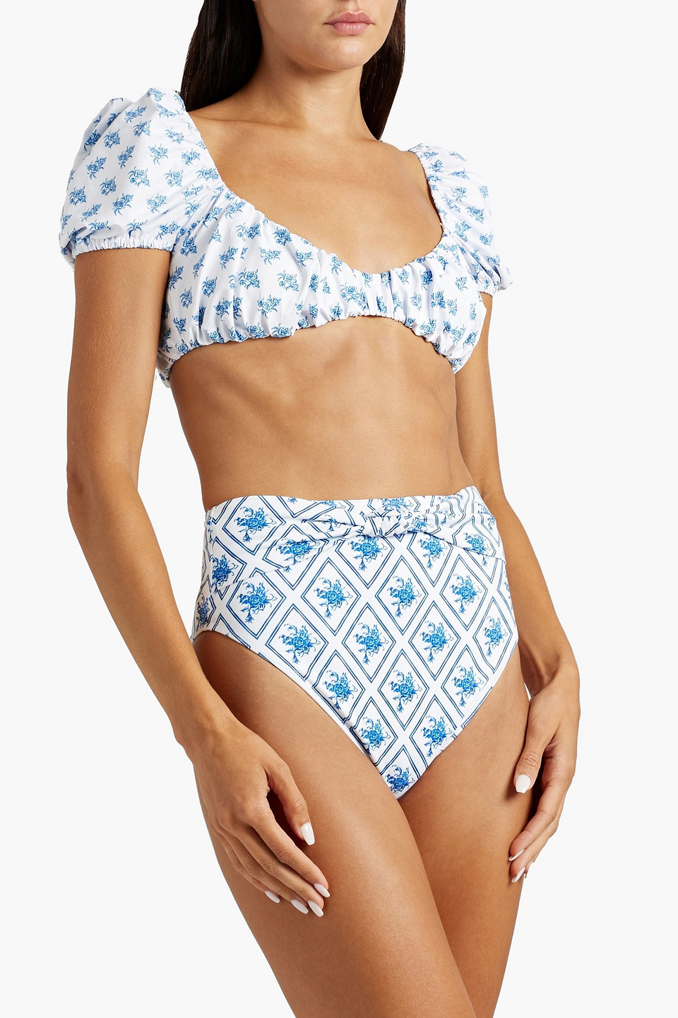  Caroline Constas - Zoe Gerafftes Bikini-oberteil Mit Print - Weiß - Xs 