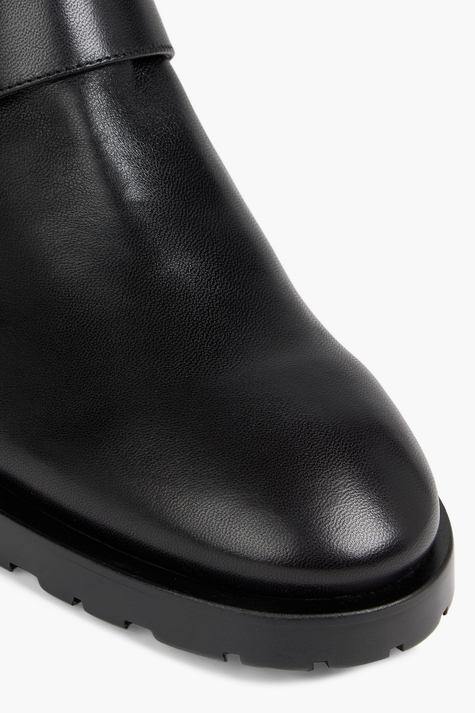 Shop Stuart Weitzman Luxering Leather And Neoprene Ankle Boots In Black