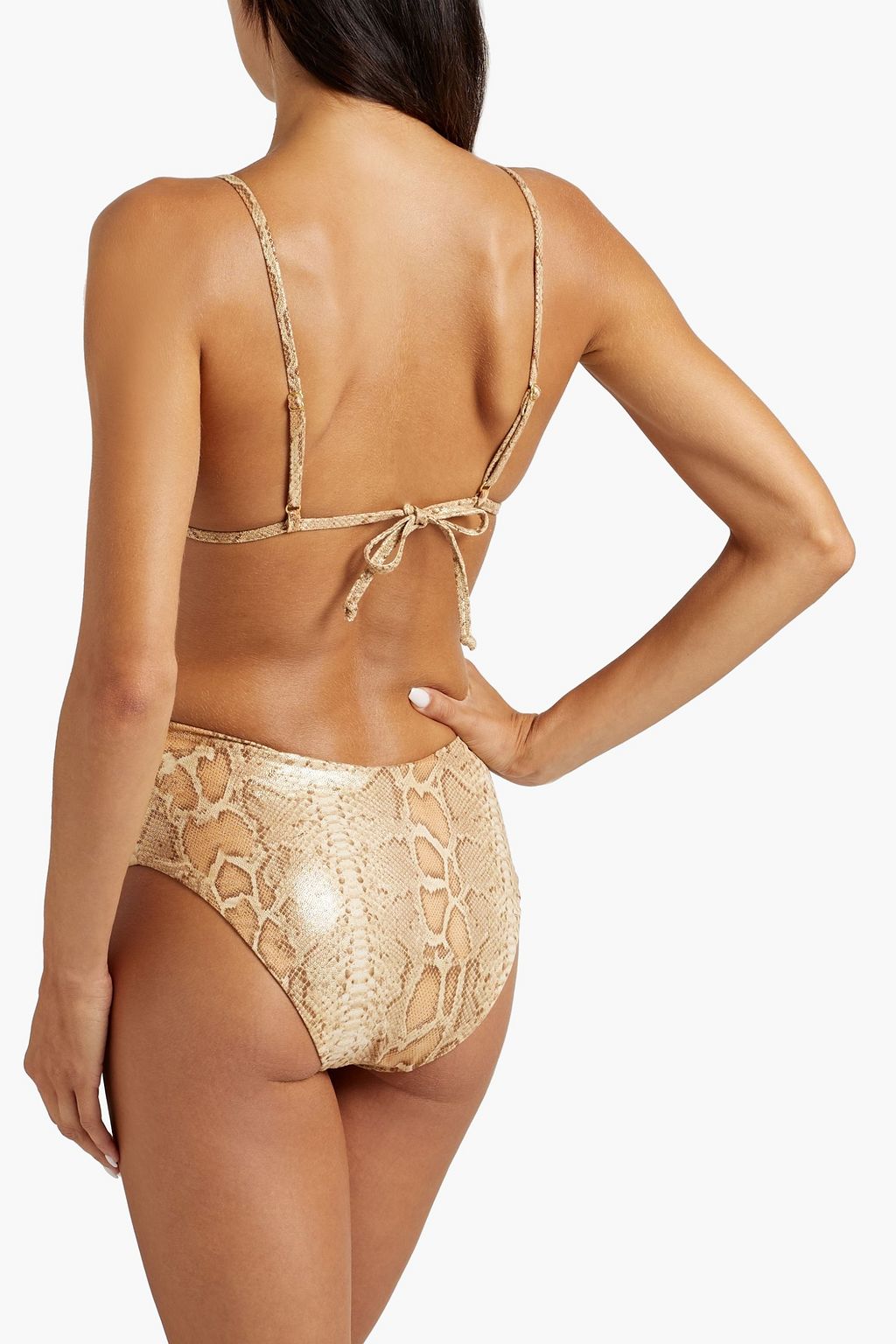 ONIA Cutout metallic snake-print swimsuit