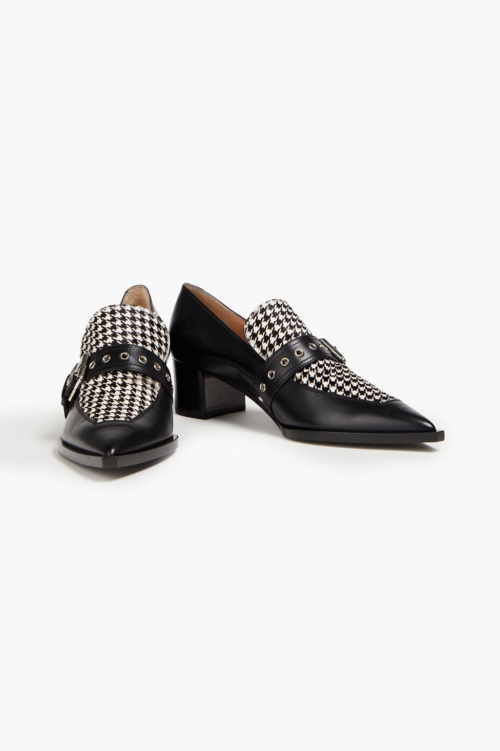 GIANVITO ROSSI 하운즈투스 카프 헤어 & 가죽 펌프스