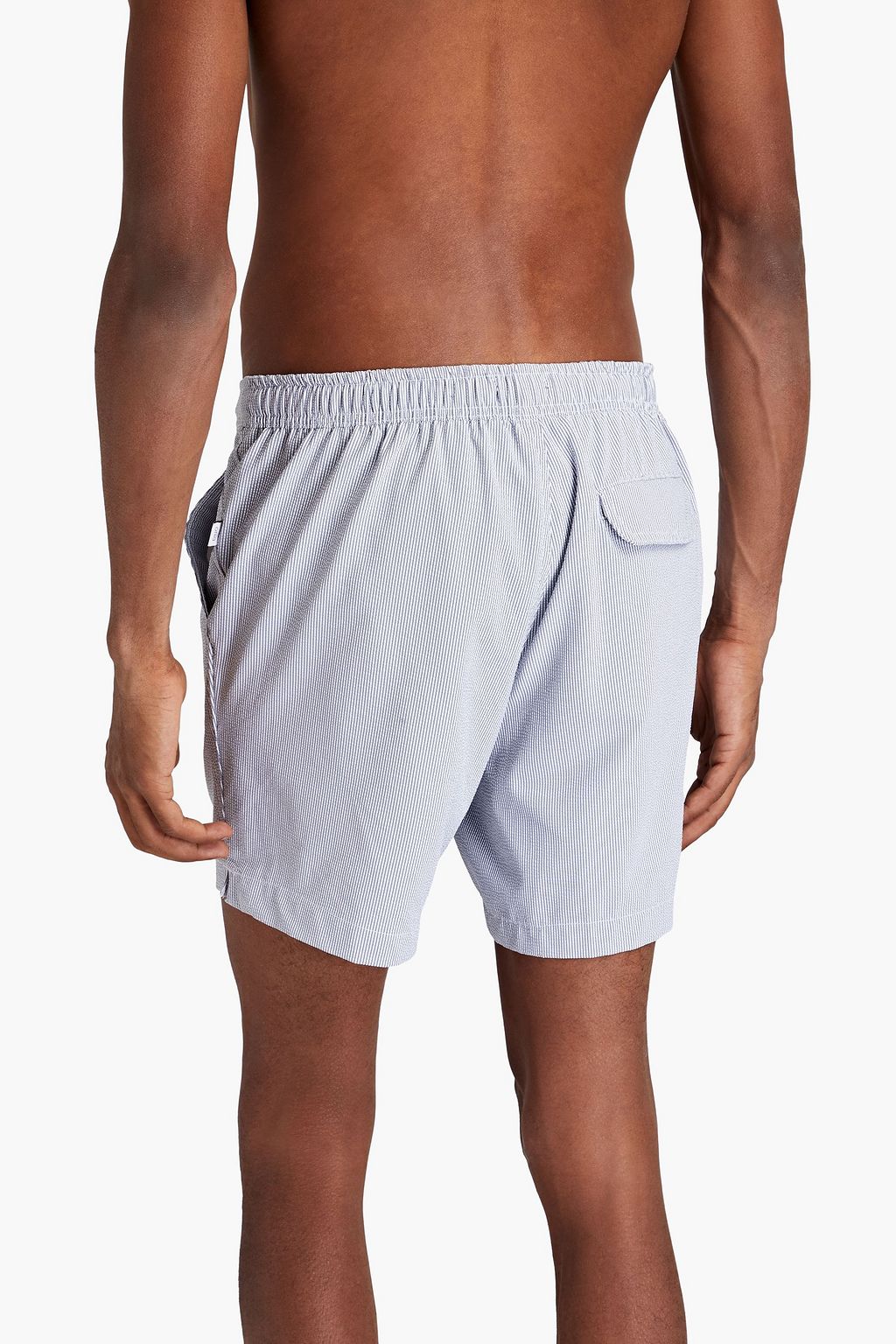 ONIA Midlength striped stretchseersucker swim shorts THE