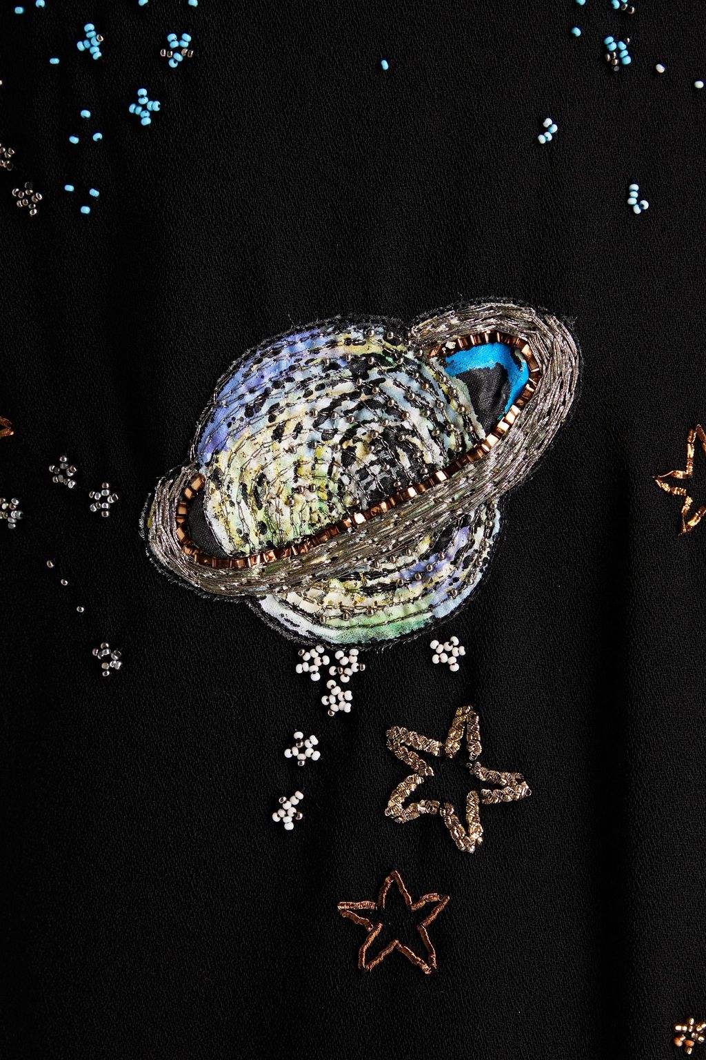 VALENTINO GARAVANI Embellished wool-blend crepe midi dress