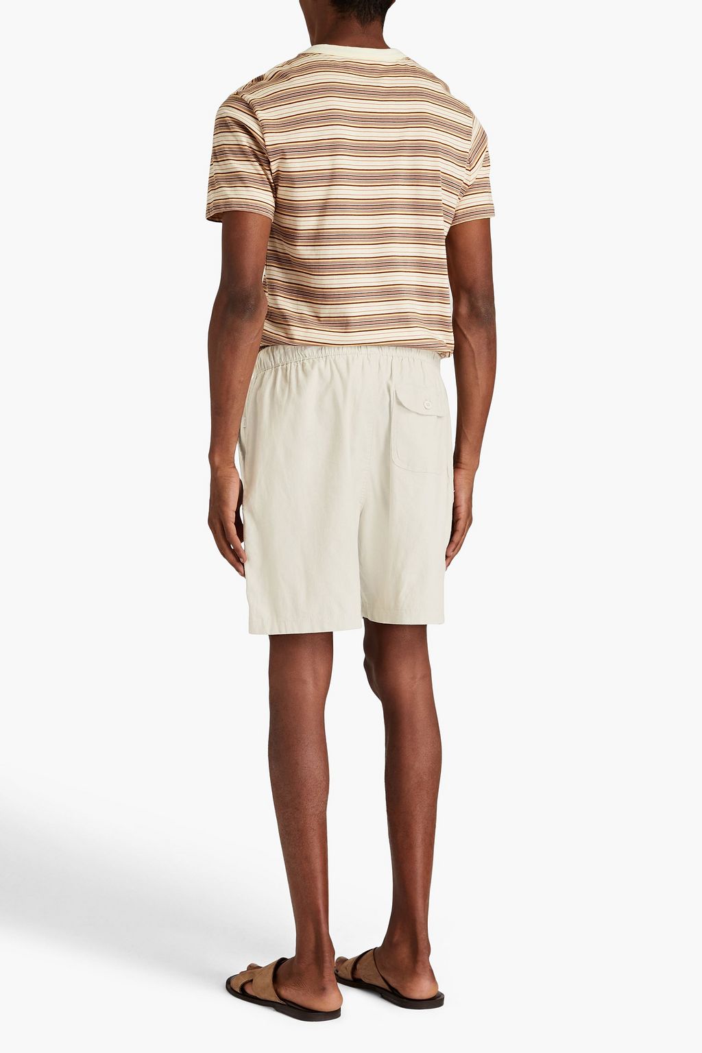 ONIA Striped linen-blend drawstring shorts