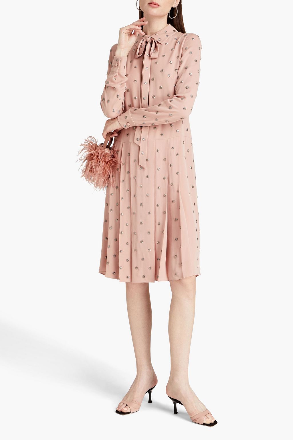 VALENTINO GARAVANI シルククレープデシン ワンピース タック入り