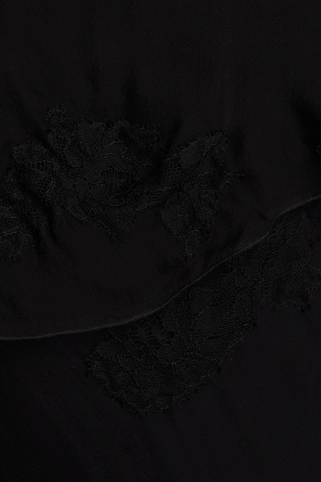 VALENTINO GARAVANI Lace-trimmed draped silk-voile gown