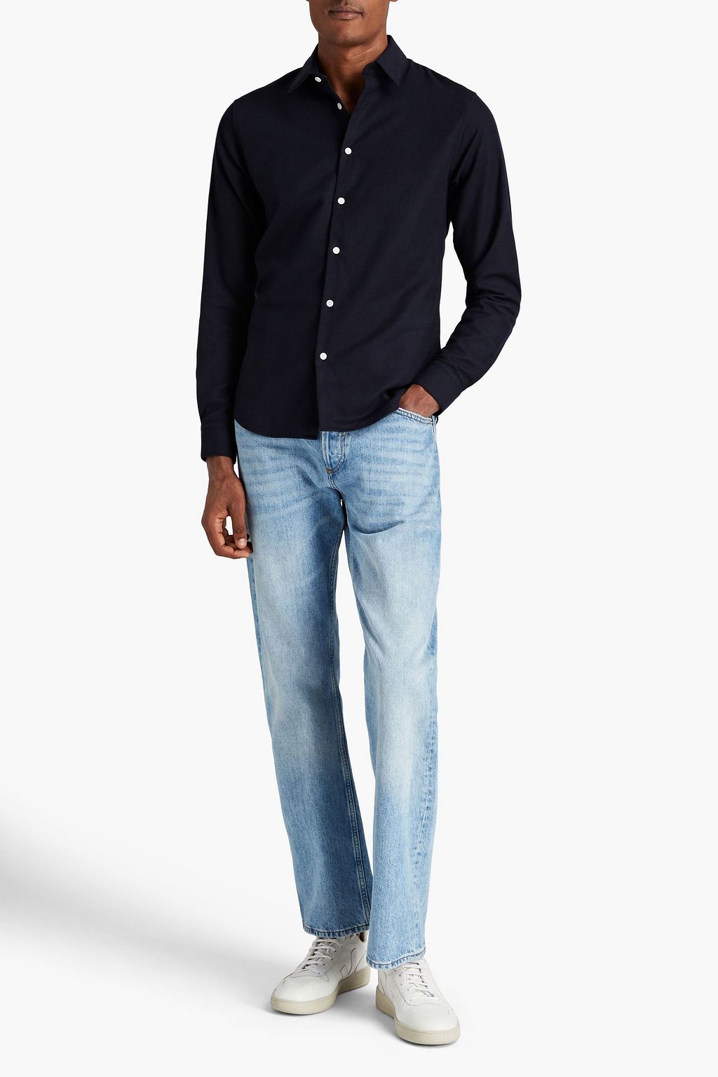 SANDRO Brushed cotton-twill shirt