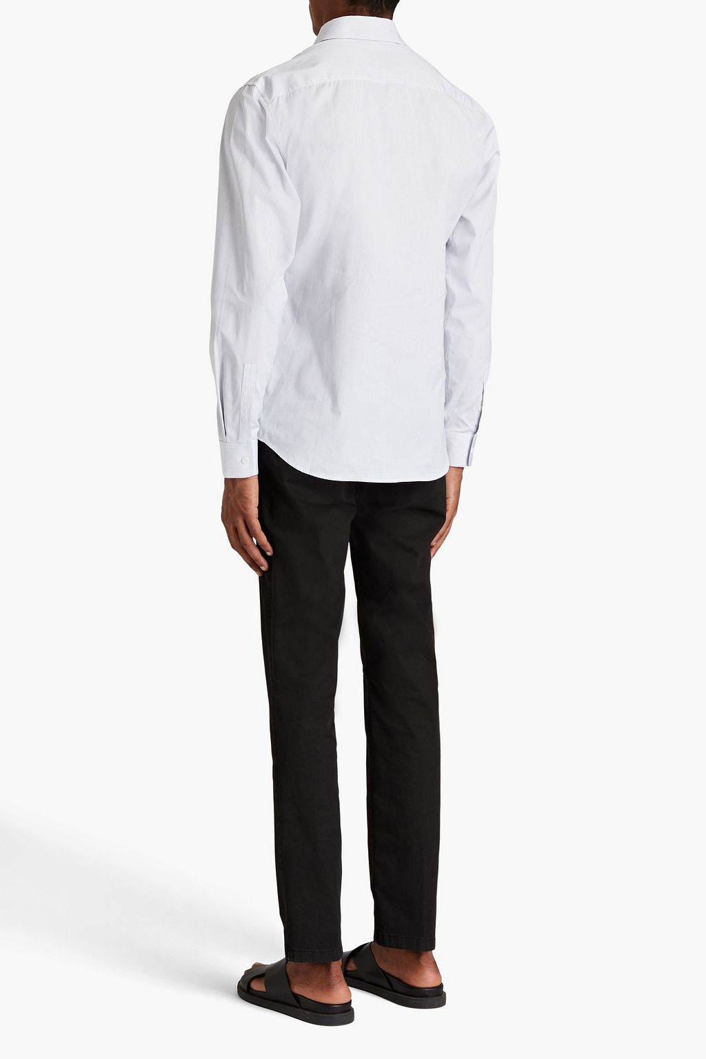 SANDRO Striped cotton-poplin shirt