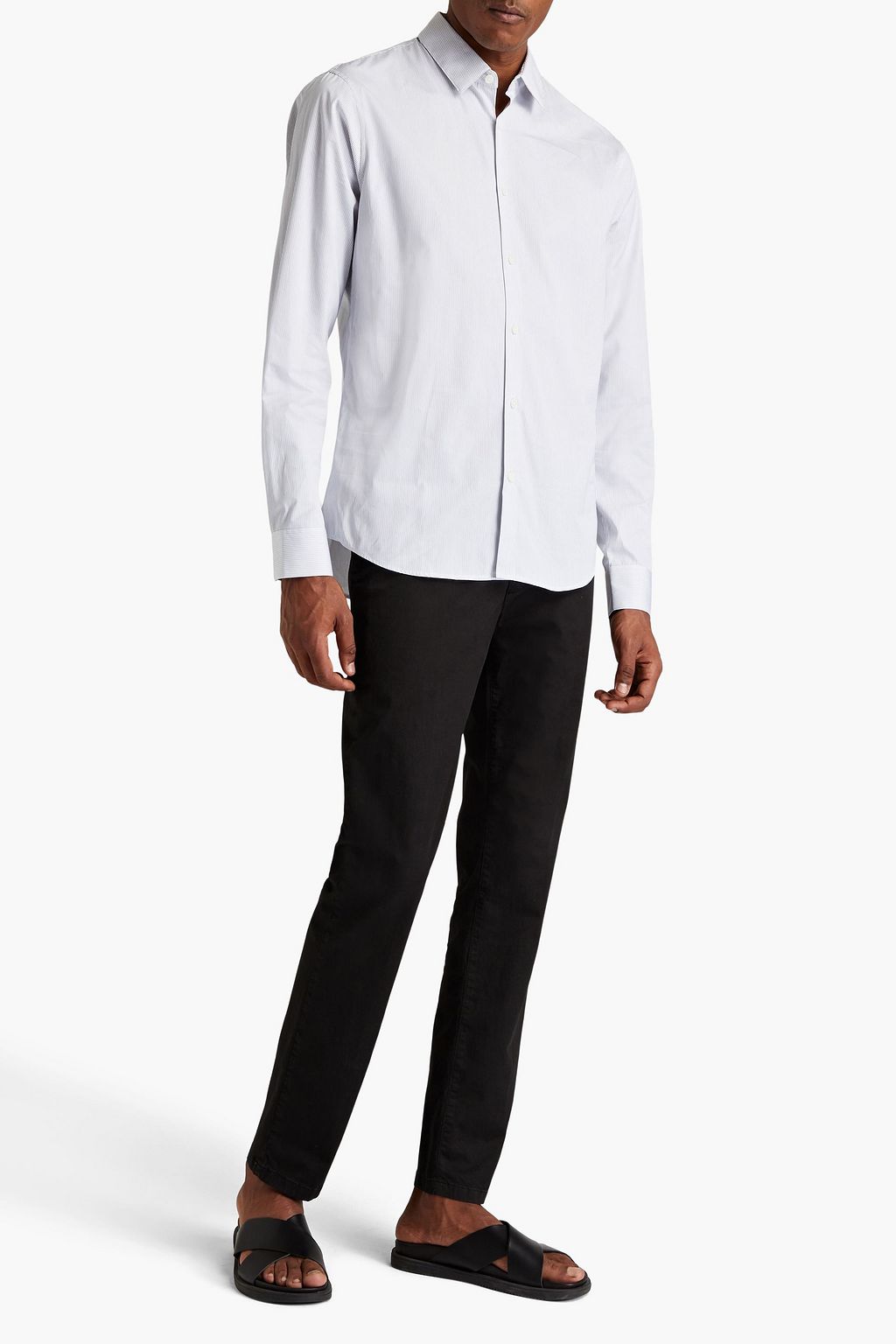 SANDRO Striped cotton-poplin shirt