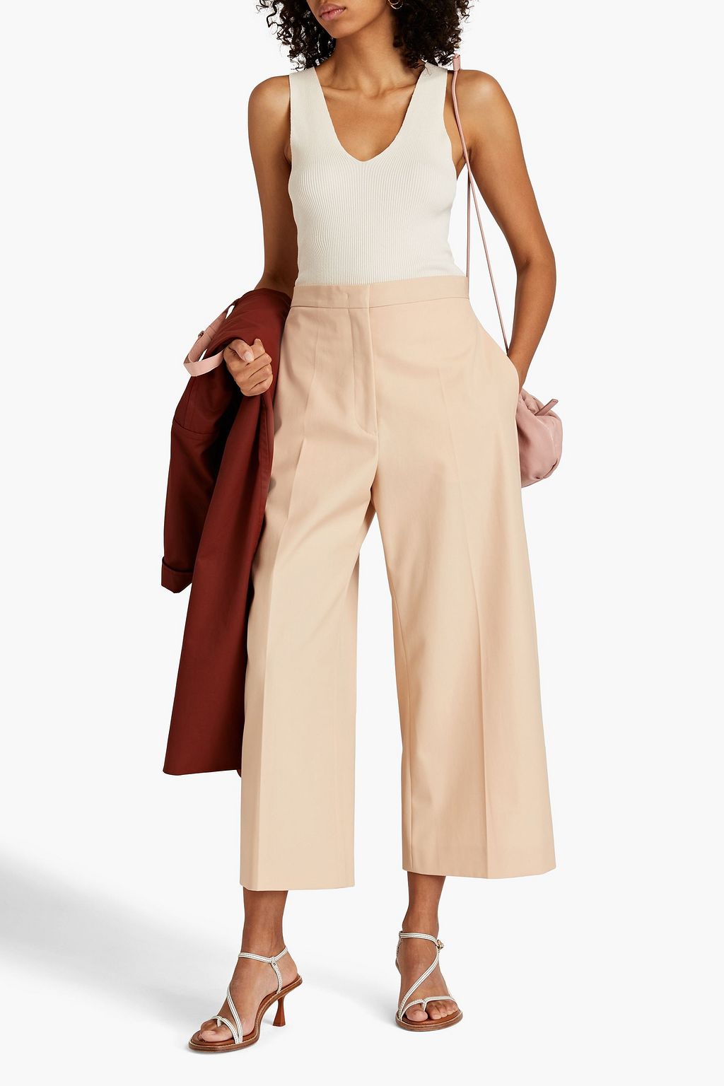 JIL SANDER Cropped cotton wide-leg pants