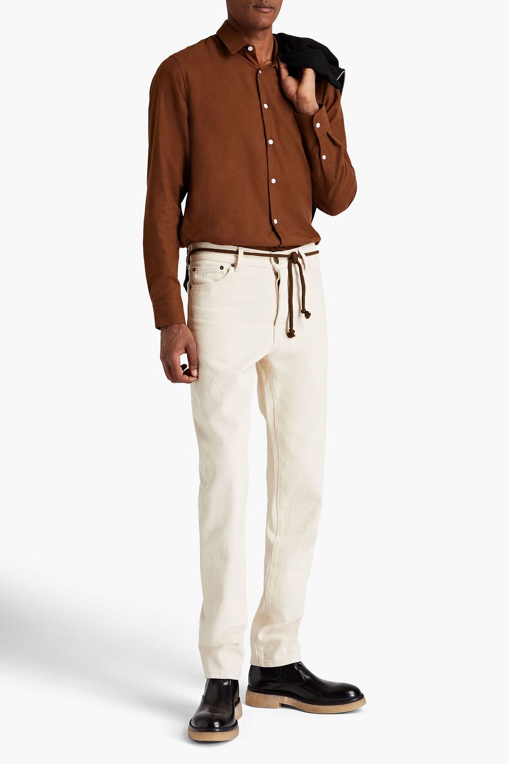 SANDRO Brushed cotton-twill shirt