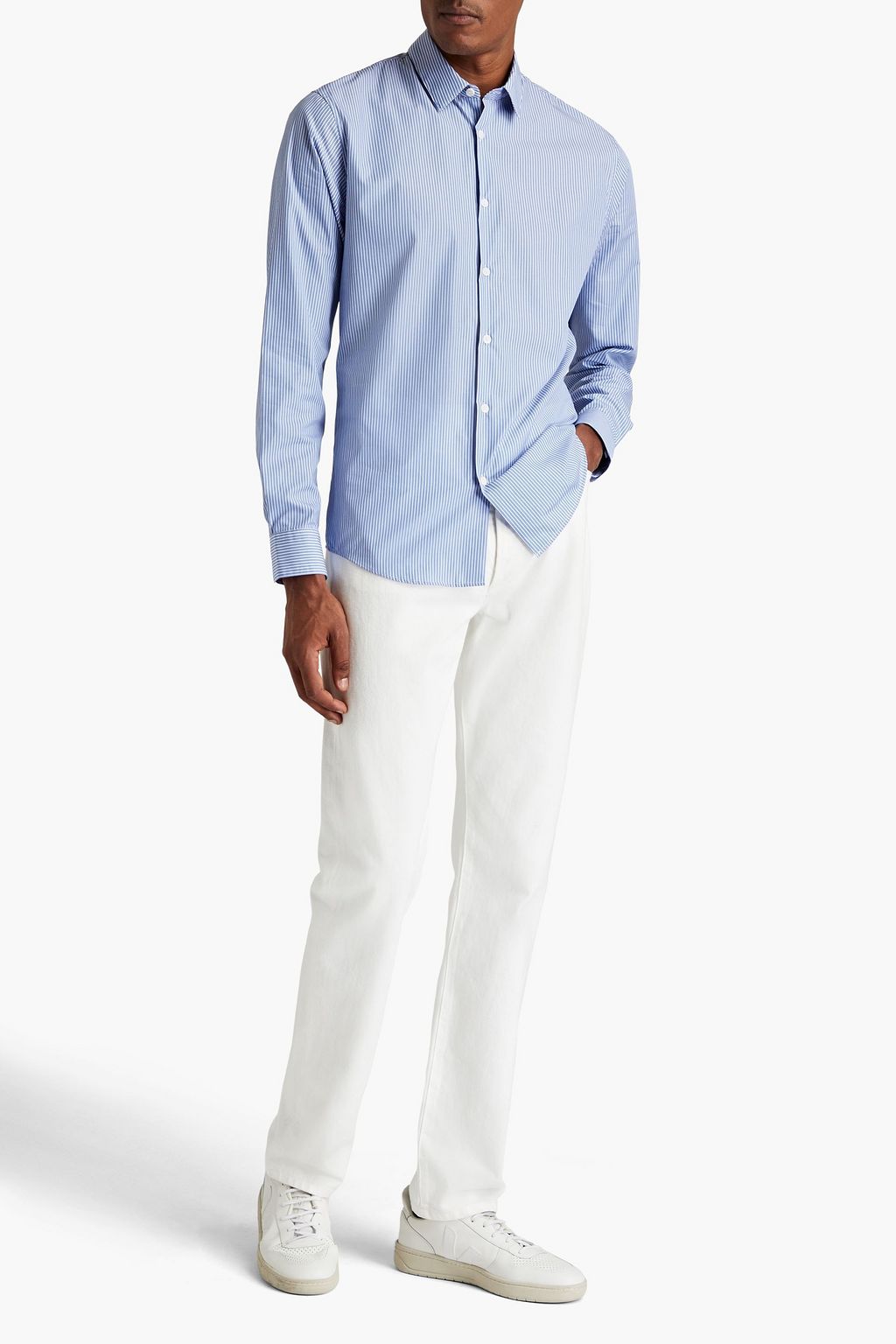 SANDRO Striped cotton-poplin shirt
