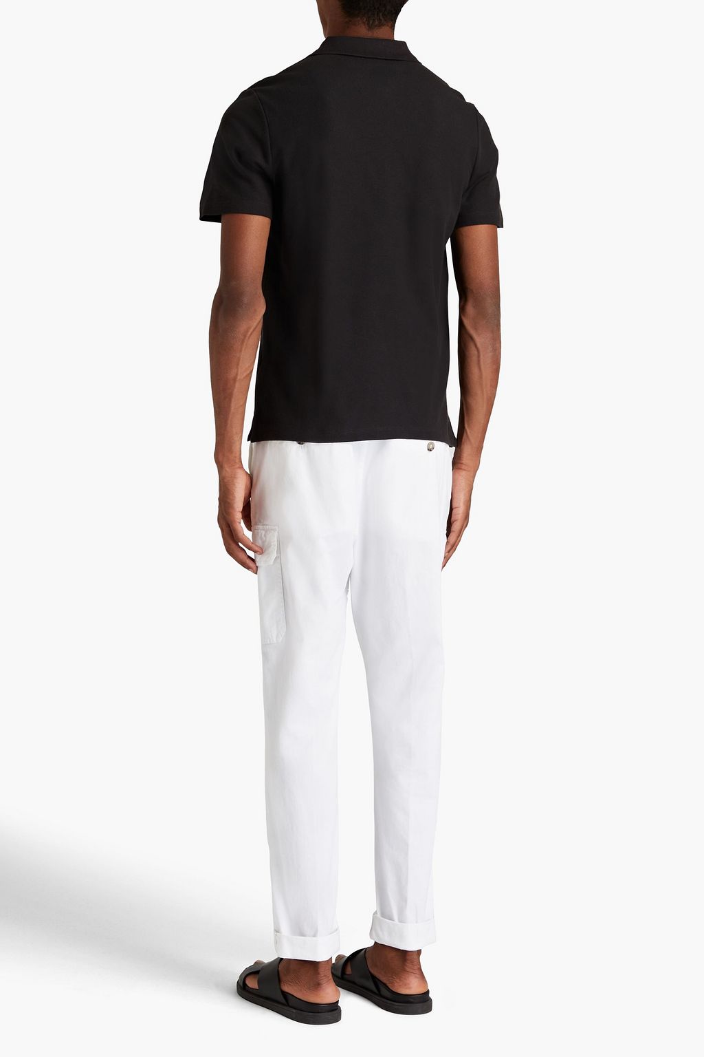 SANDRO Printed cotton-piqué polo shirt
