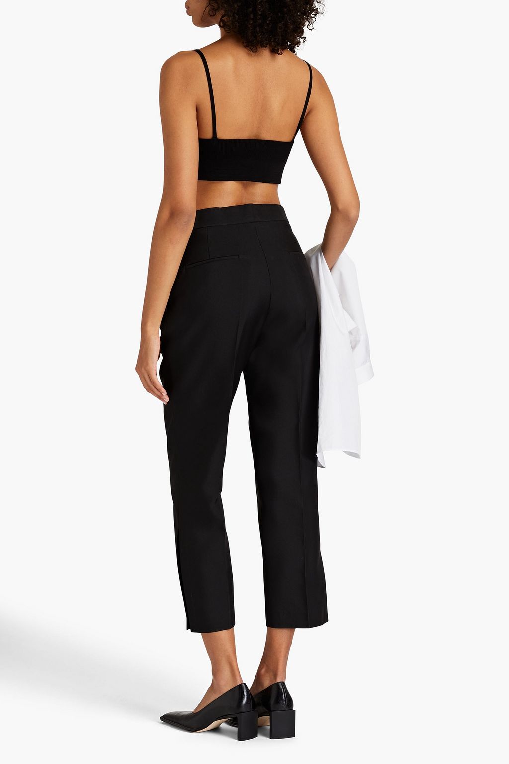 JIL SANDER Cropped satin-twill slim-leg pants