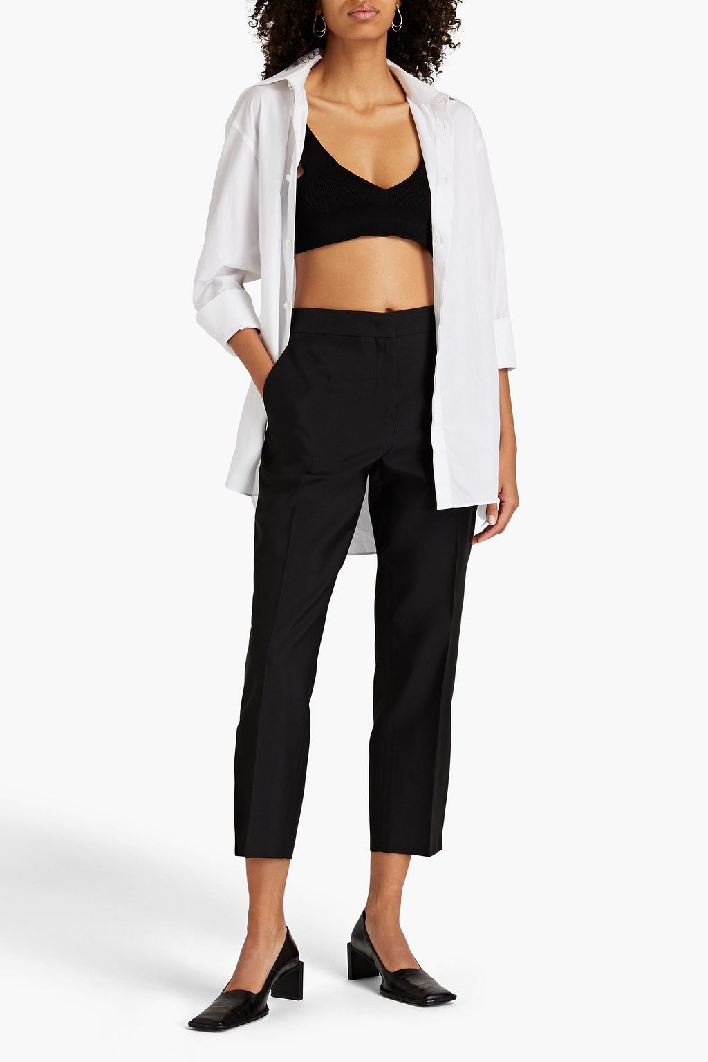 JIL SANDER Cropped satin-twill slim-leg pants