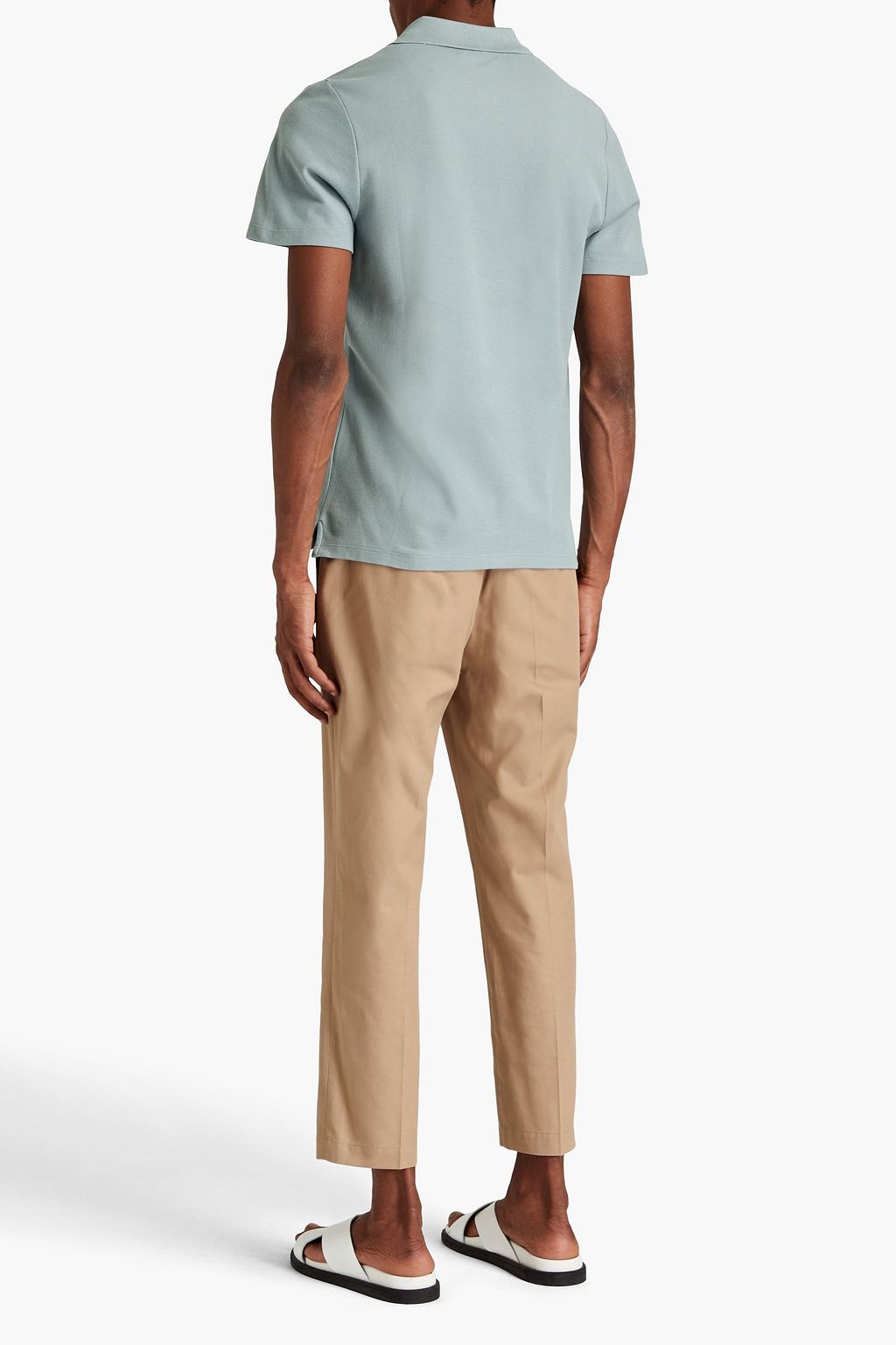 SANDRO Printed cotton-piqué polo shirt