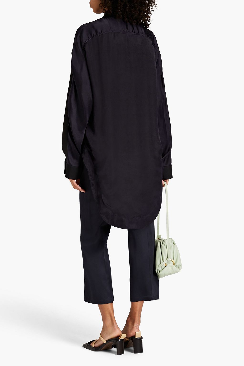 JIL SANDER Twill-paneled satin shirt