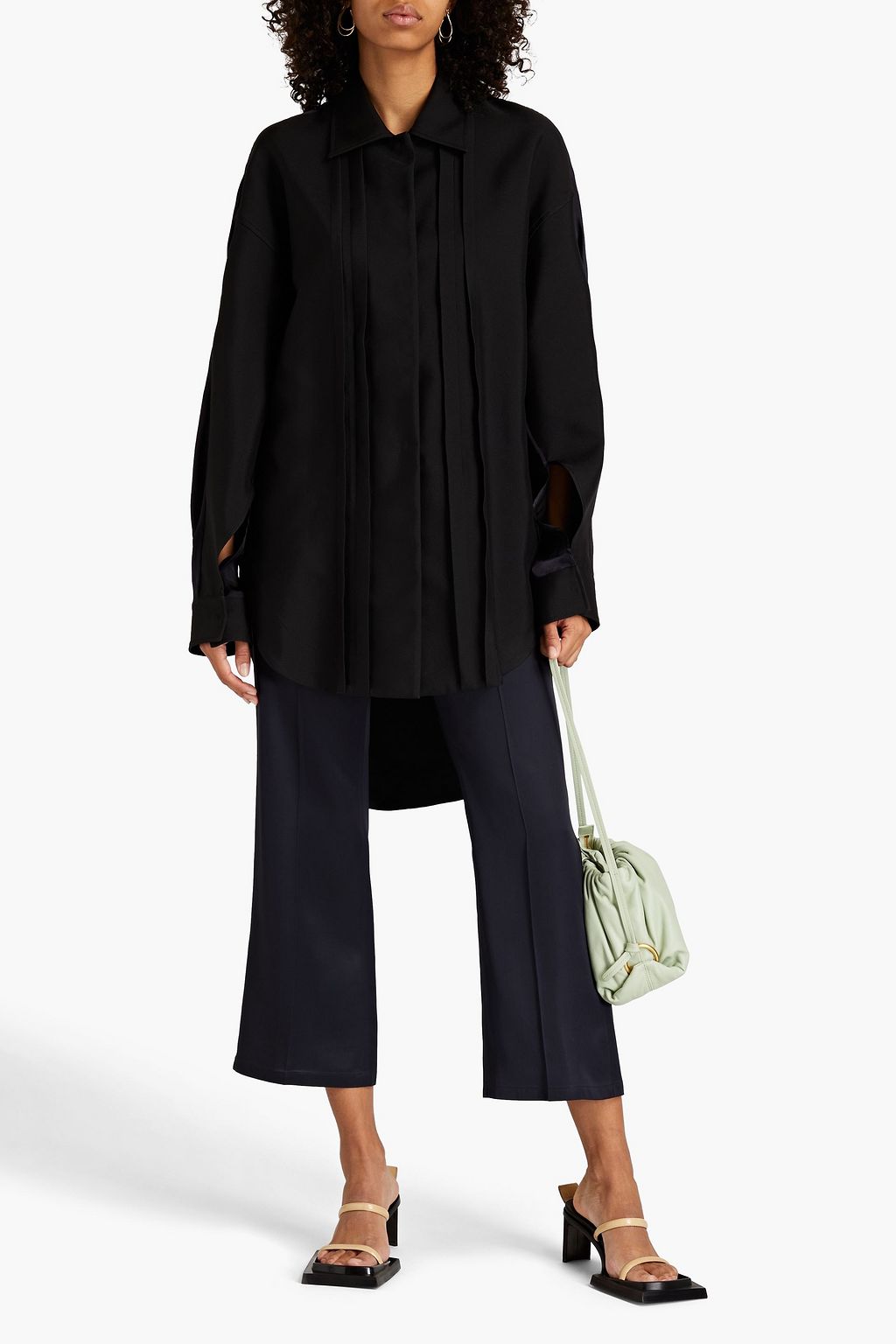 JIL SANDER Twill-paneled satin shirt
