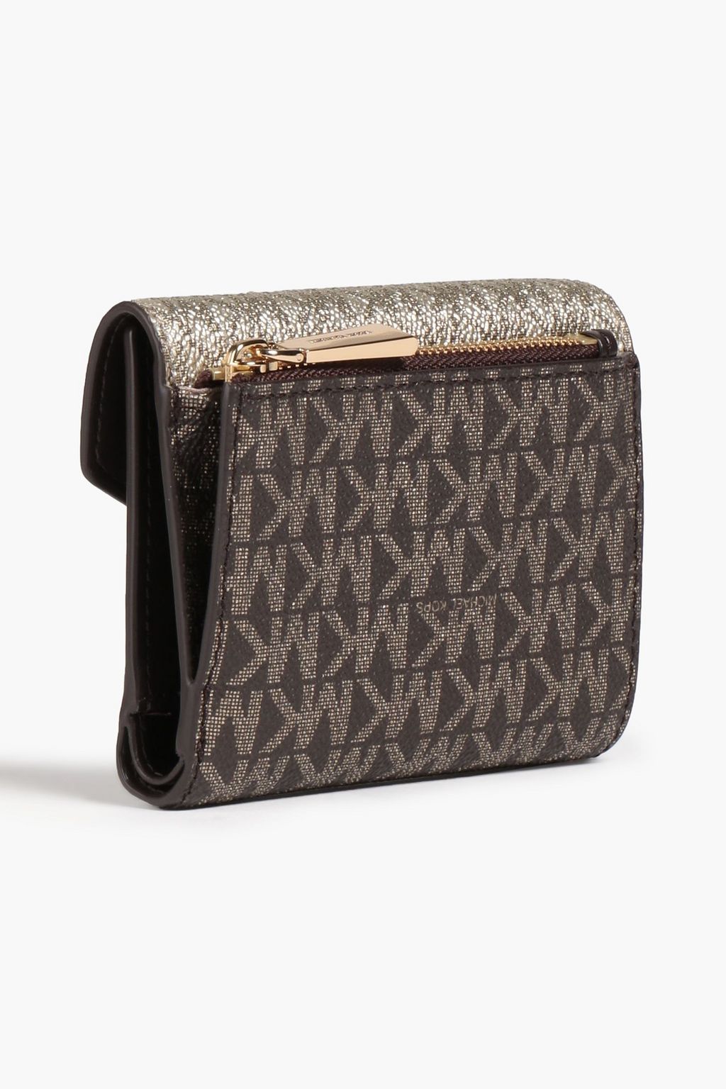 MICHAEL MICHAEL KORS Metallic logo-print faux textured-leather wallet