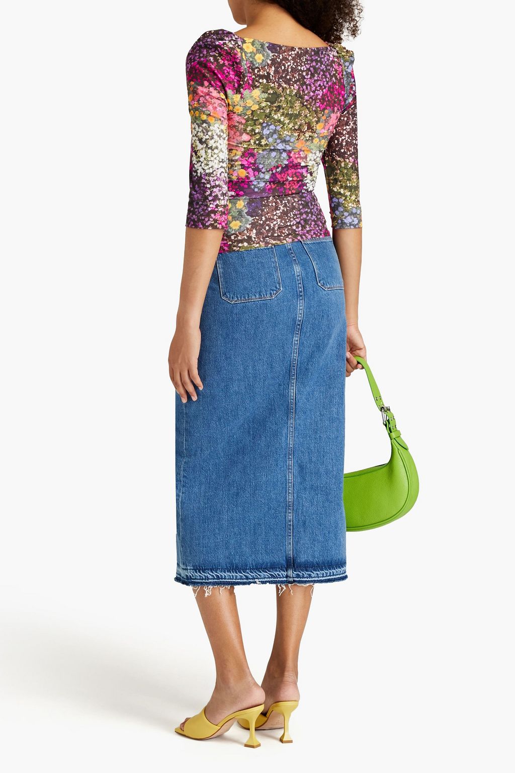 ROTATE BIRGER CHRISTENSEN Freja ruched floral-print stretch-jersey top