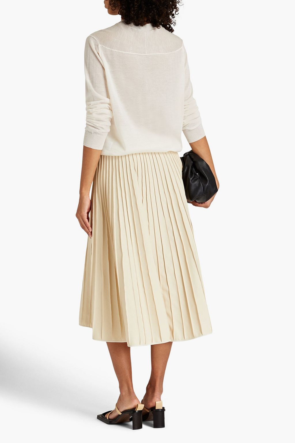 JIL SANDER Pintucked cotton-blend midi wrap skirt
